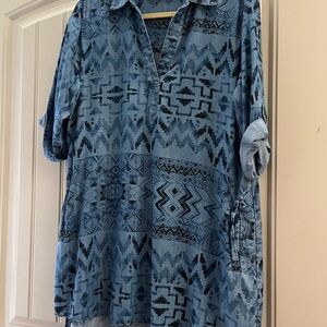 Soft Surroundings Indigo Geometric Top